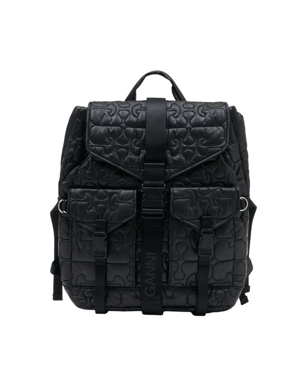Ganni Black Gesteppter Re-Tech Rucksack