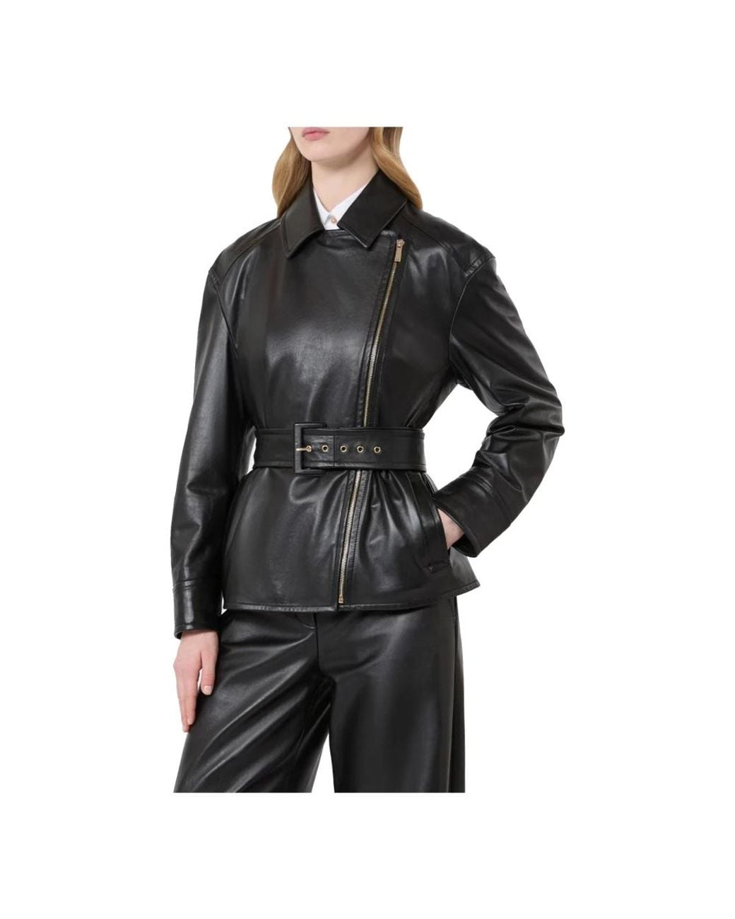 Max Mara Black Leather Jackets