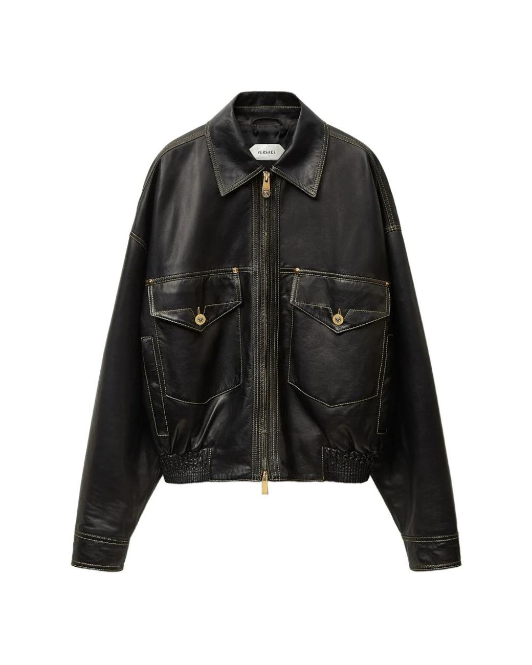 Versace Blouson Leer in het Black voor heren