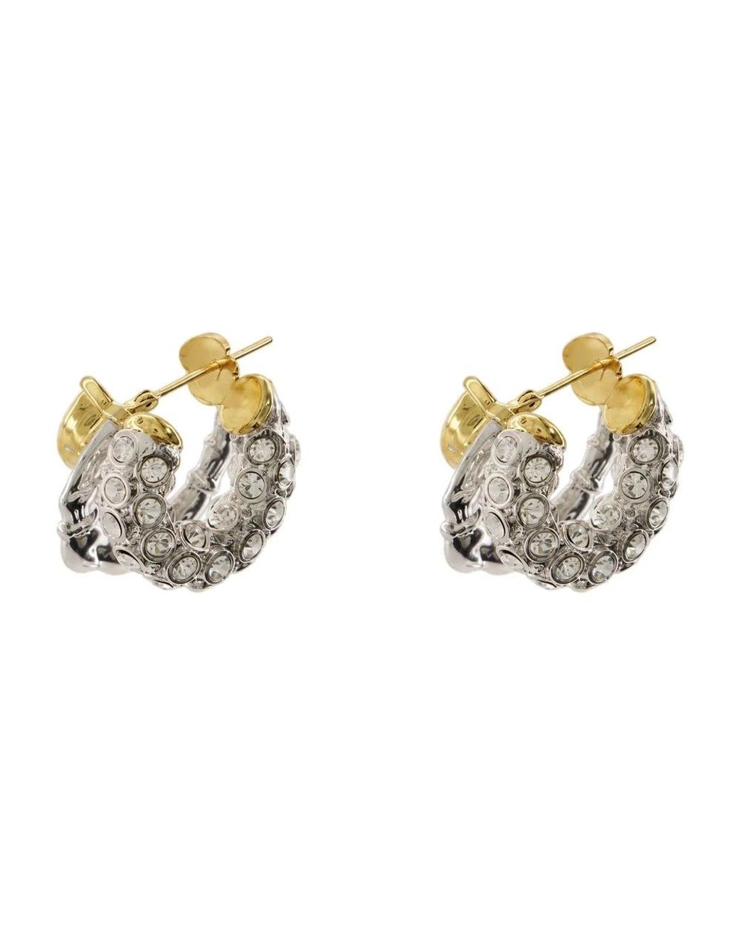 Simone Rocha Metallic Rhinestone Hoop Earrings