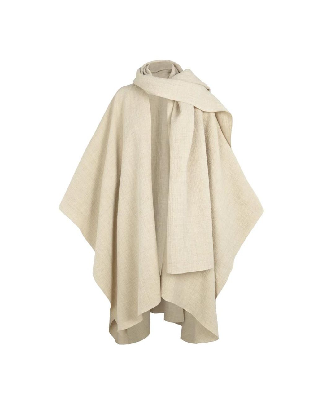 Cortana Jassen ,Katoen Poncho Met Ingebouwde Sjaal in het Natural