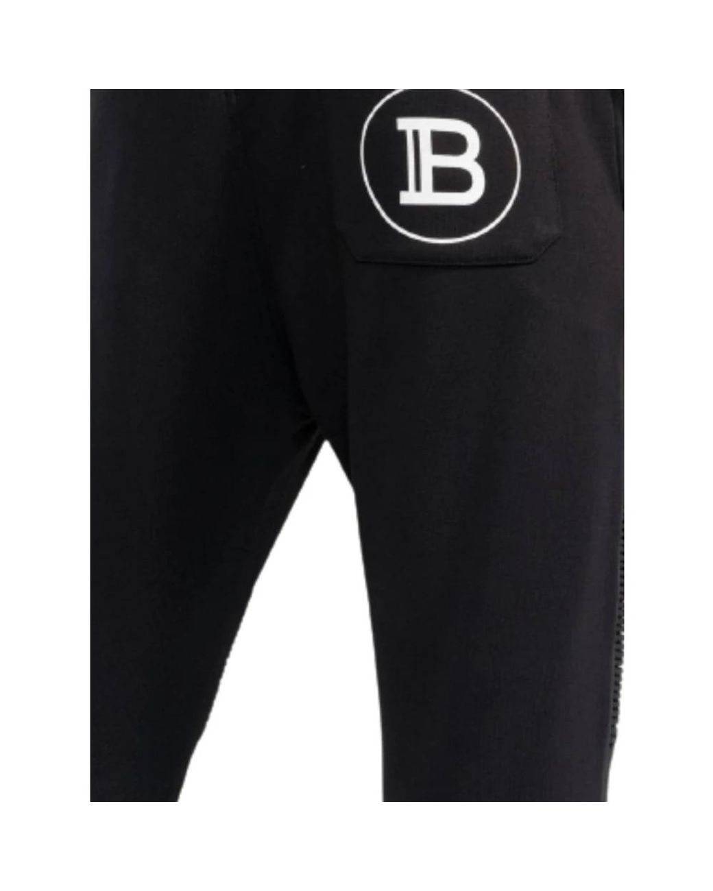 Balmain Broeken ,Zwart ,Katoen Geribbelde Trainingsbroeken Met Print in het Black voor heren