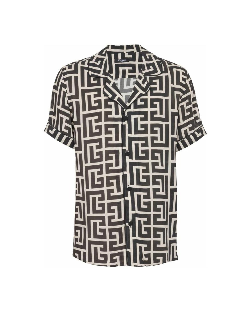 Balmain Overhemden ,Zwart ,Pyjamashirt Met Monogramprint in het Black voor heren