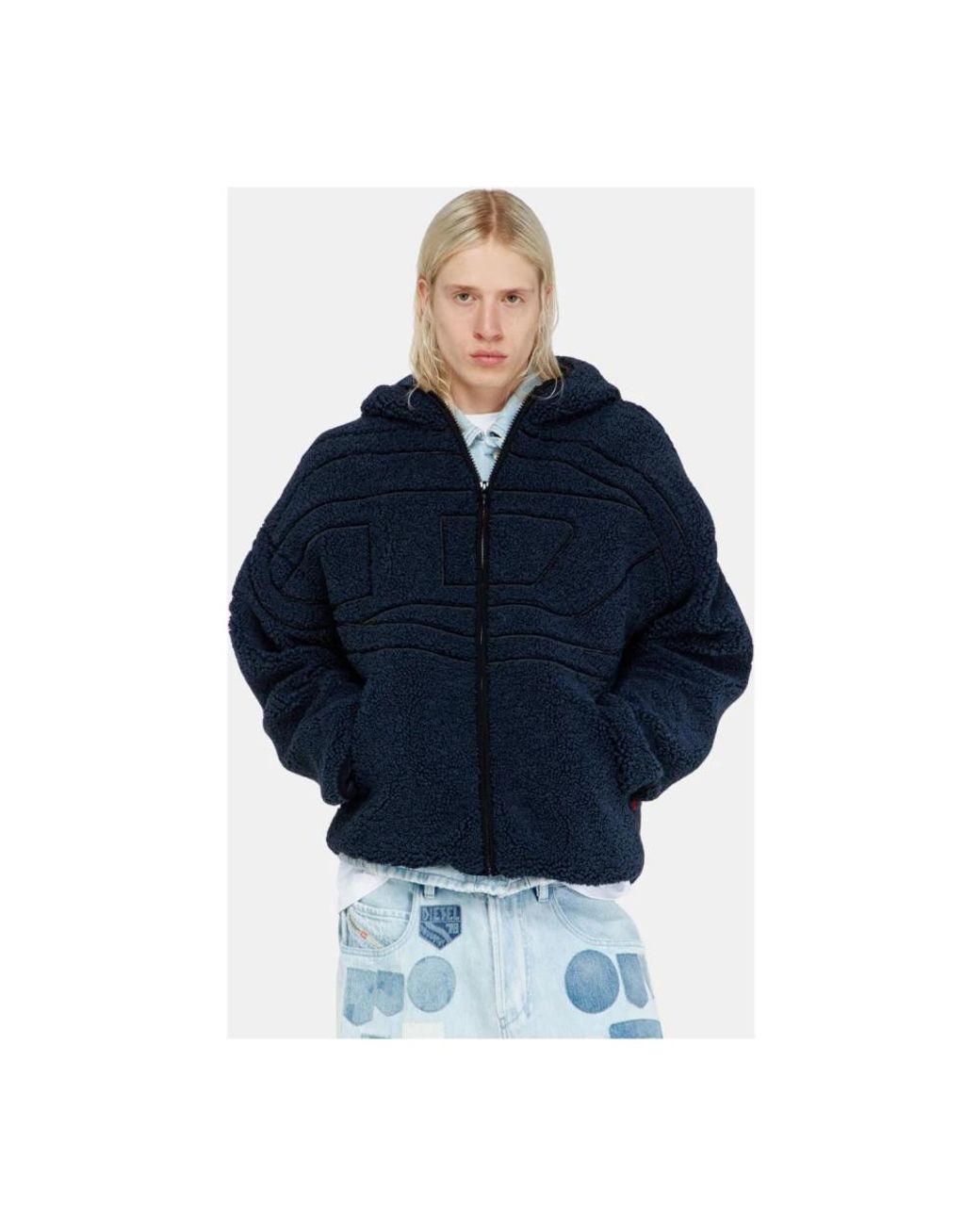 DIESEL Blue Faux Fur & Shearling Jackets for men