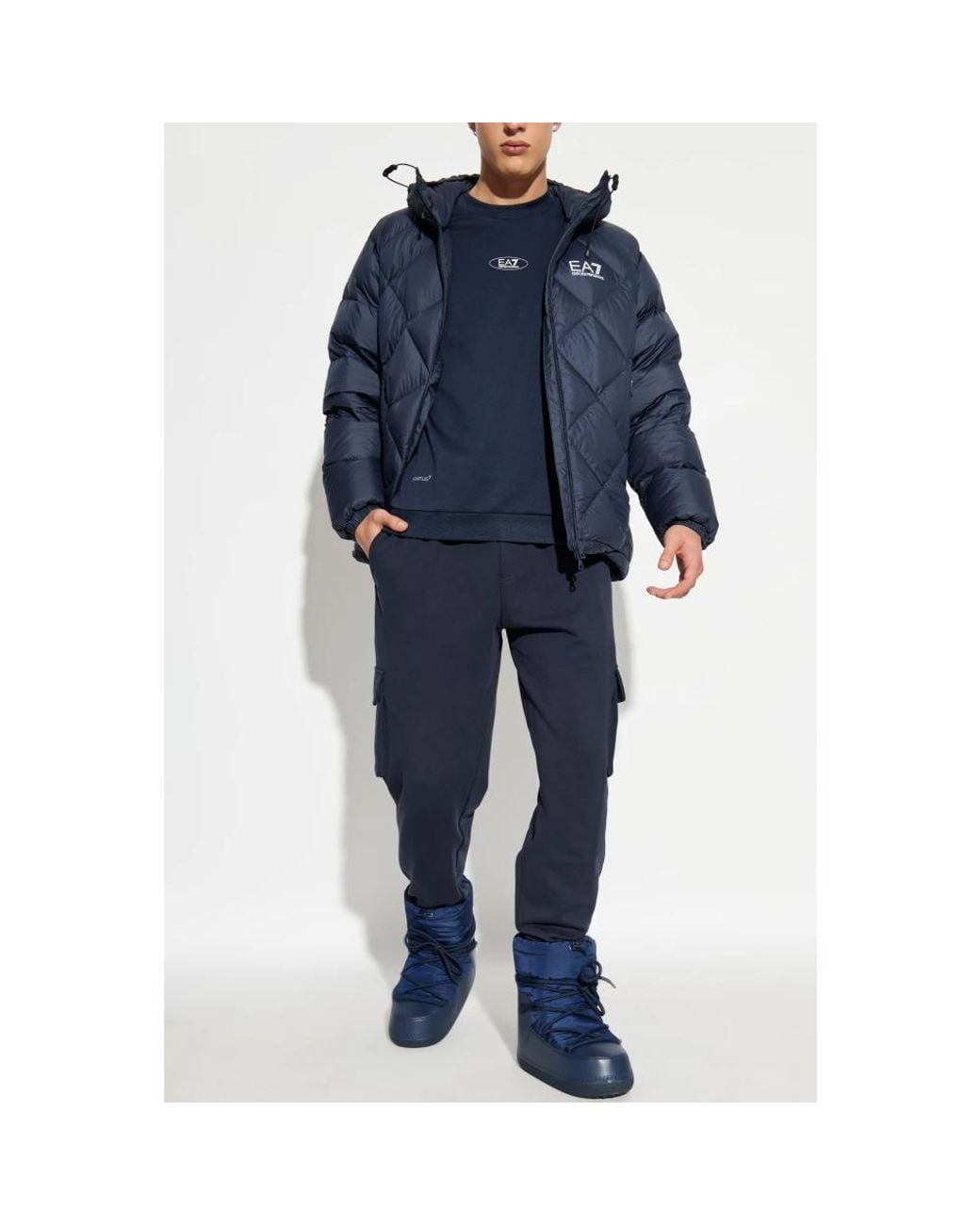 EA7 Jassen ,Blauw ,Pufferjack Met Logo in het Blue voor heren