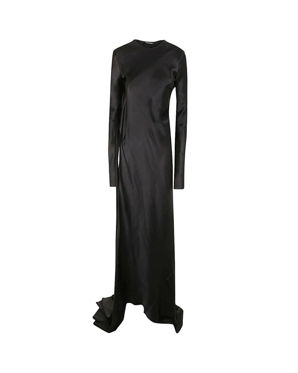Ann Demeulemeester Kleedjes ,Zwart ,Demy X-Long Maxi Jurk Met Hoge Split En Lange Mouwen in het Black