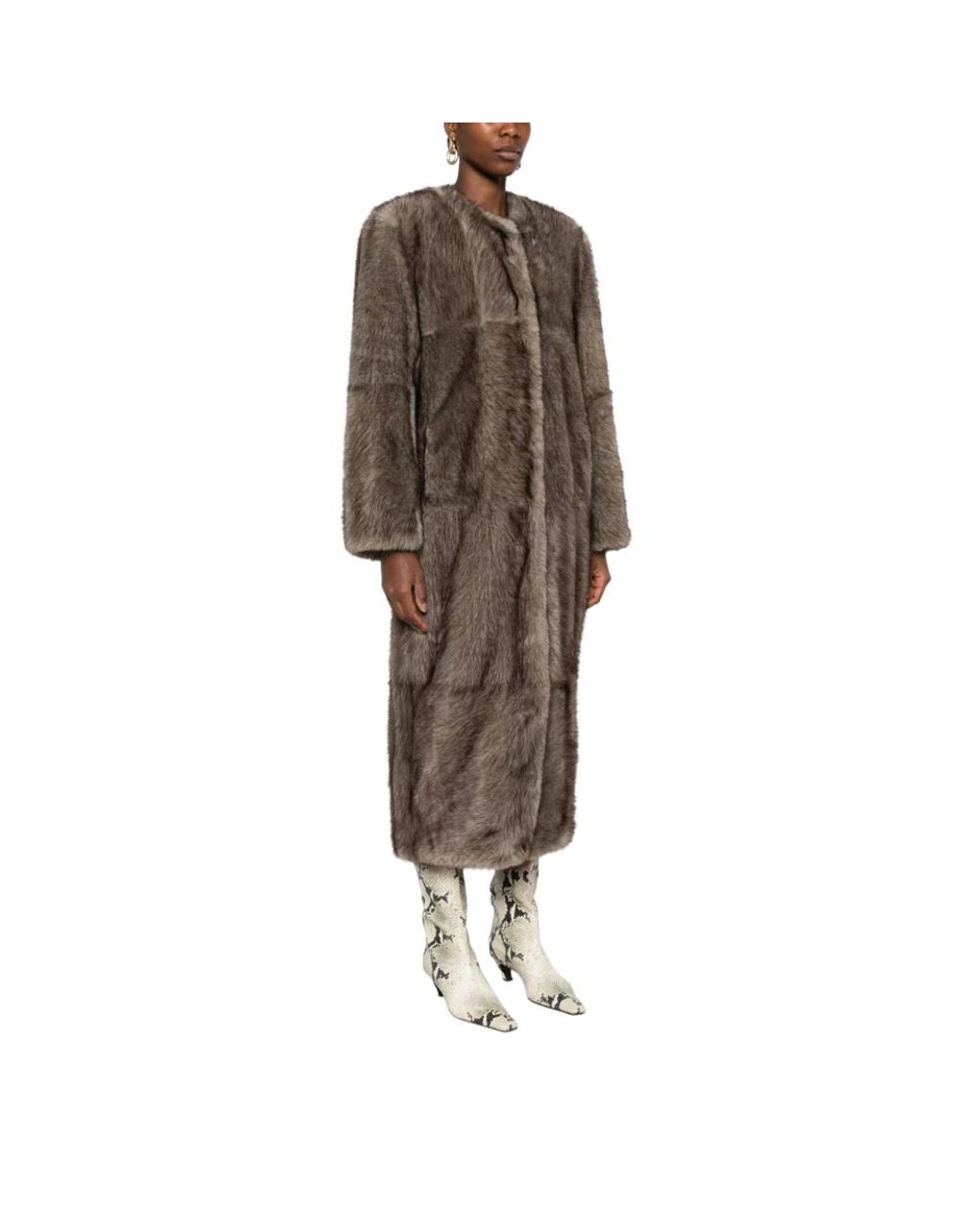 Stand Studio Jassen Van Imitatiebont & Shearling in het Brown
