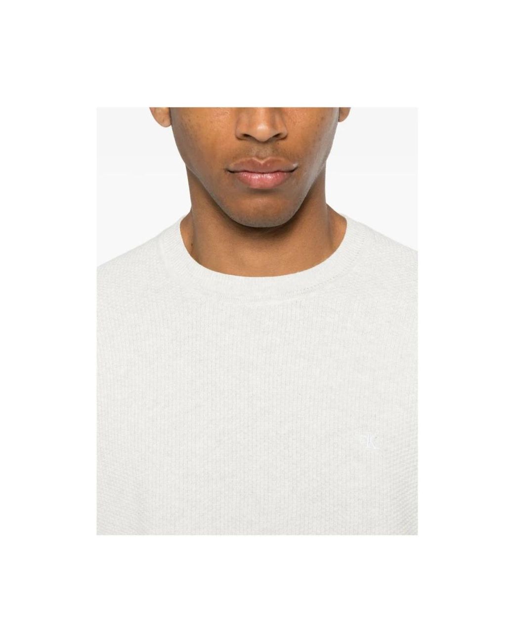 Calvin Klein White Round-Neck Knitwear for men
