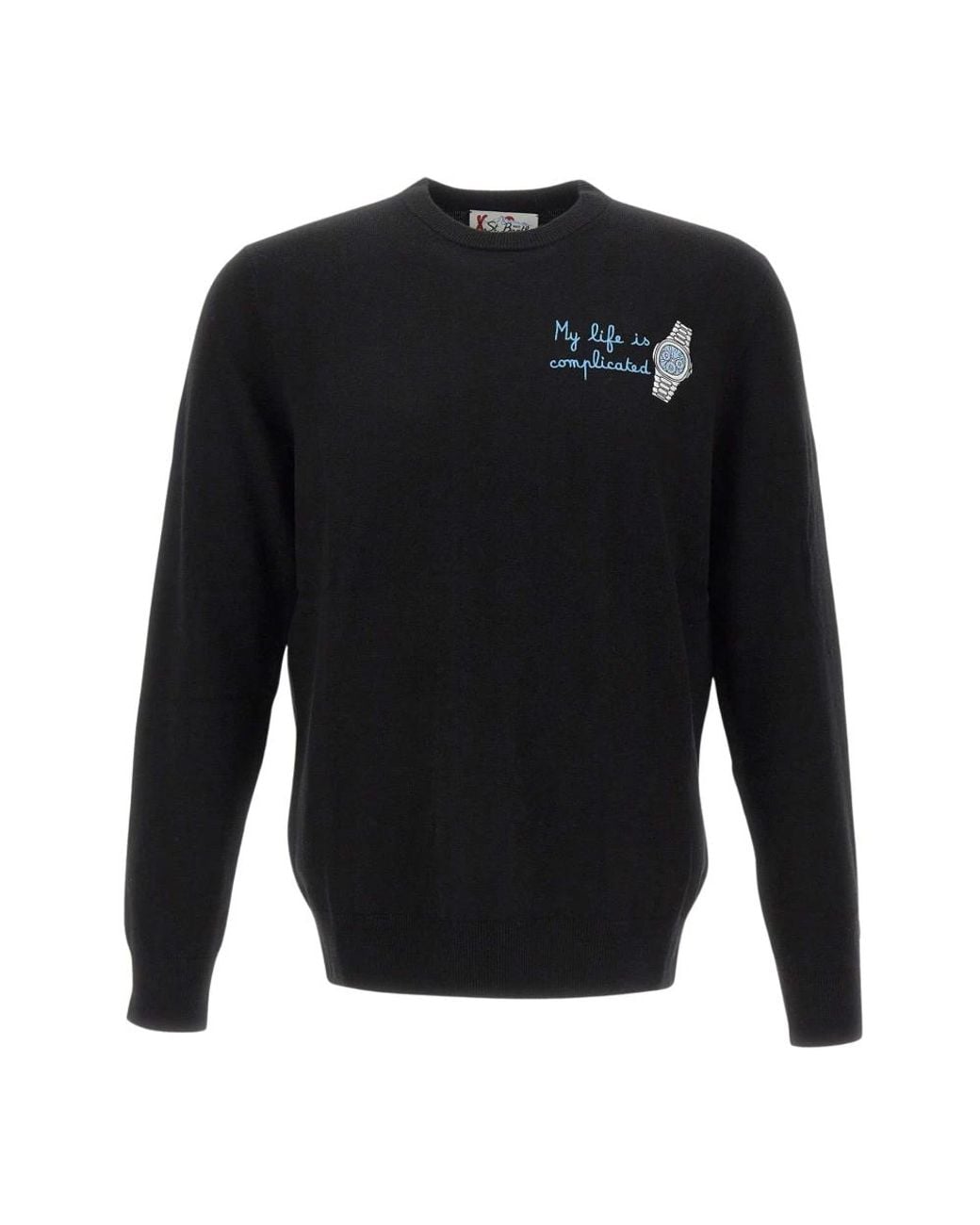 Mc2 Saint Barth Black Round-Neck Knitwear for men