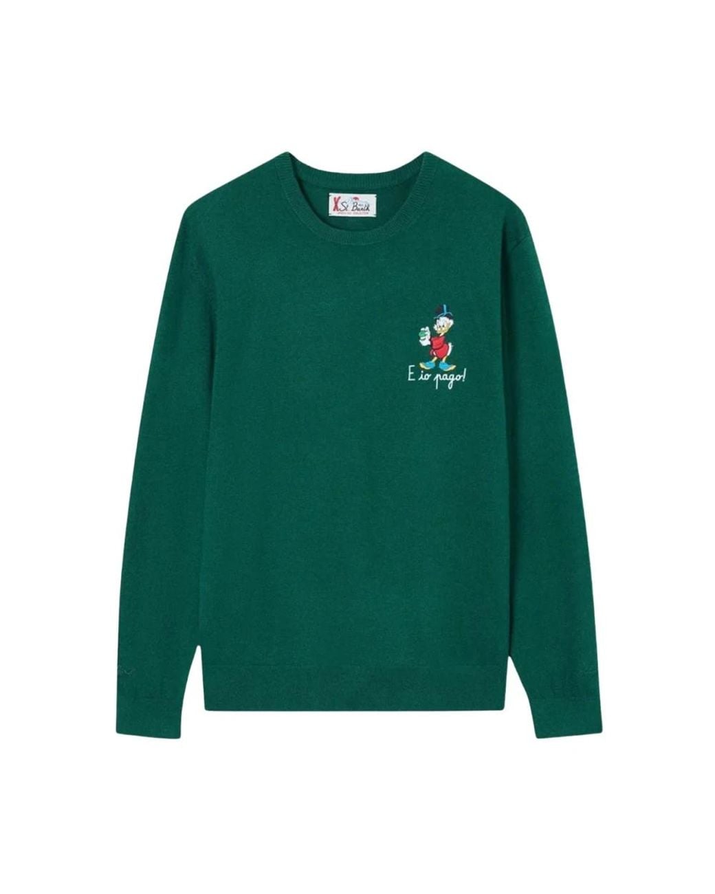 Mc2 Saint Barth Green Round-Neck Knitwear for men