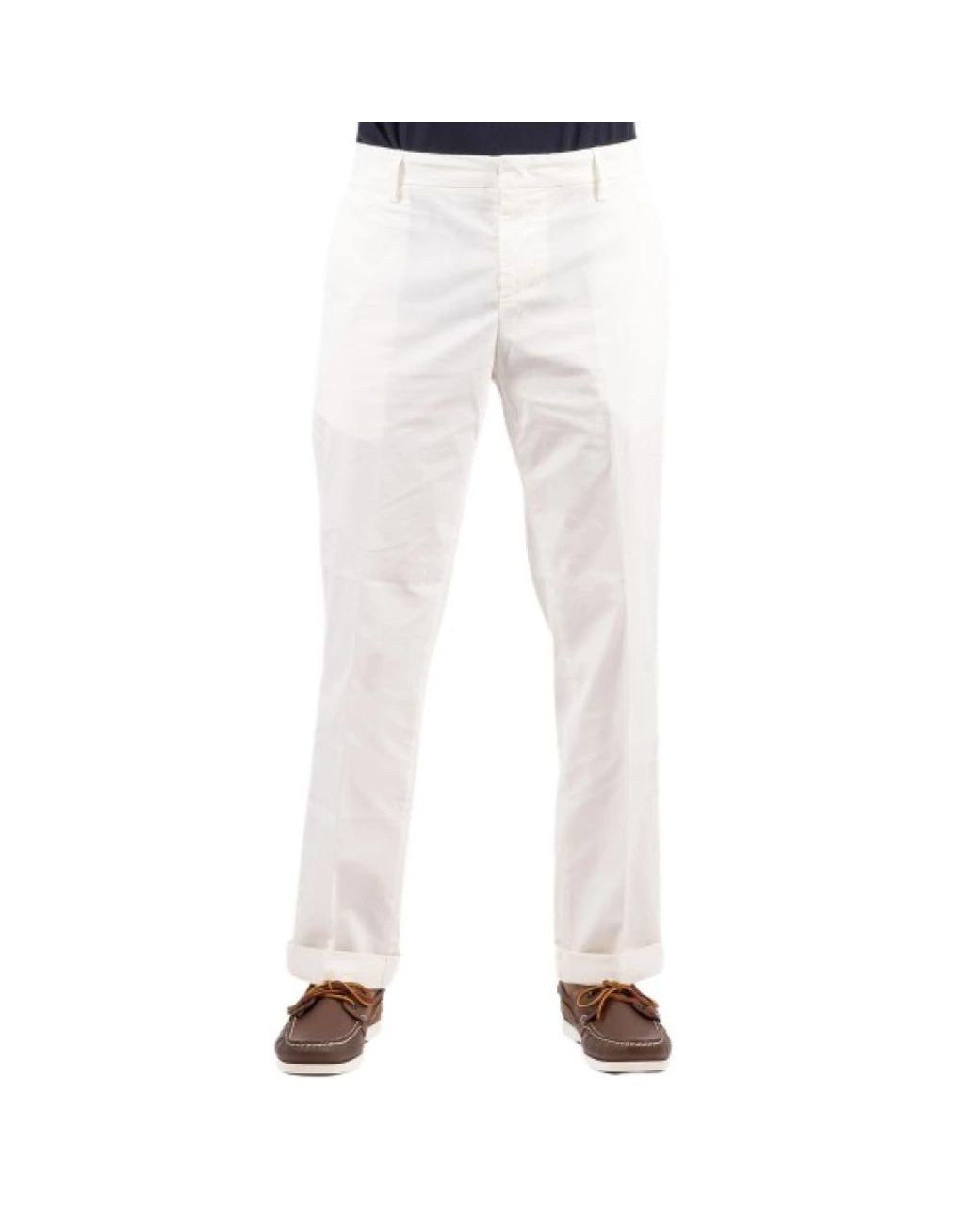 Dondup White Straight Trousers for men