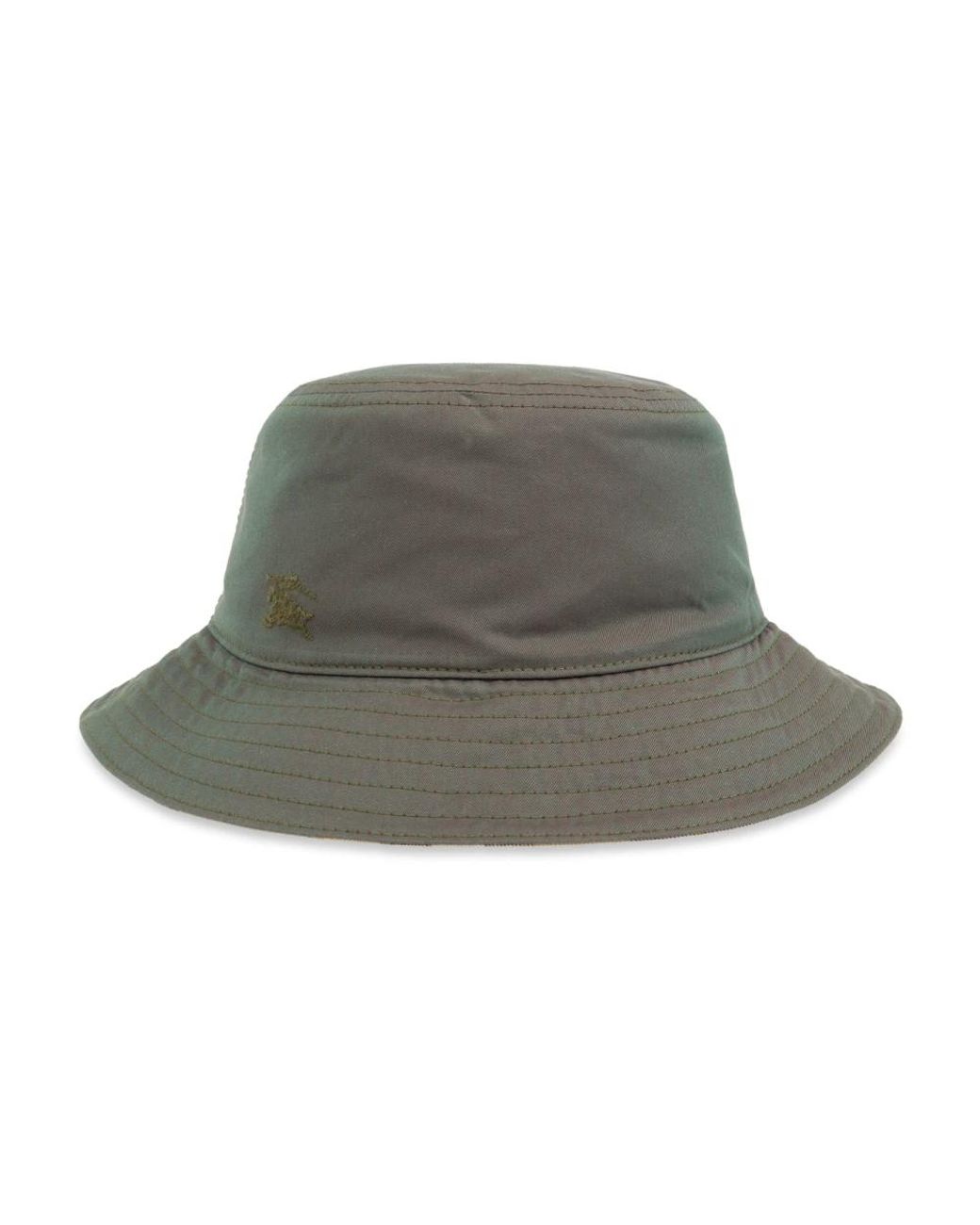 Burberry Accessoires ,Veelkleurig ,Katoen Logo Geborduurd Geruite Reversible Bucket Hat in het Green