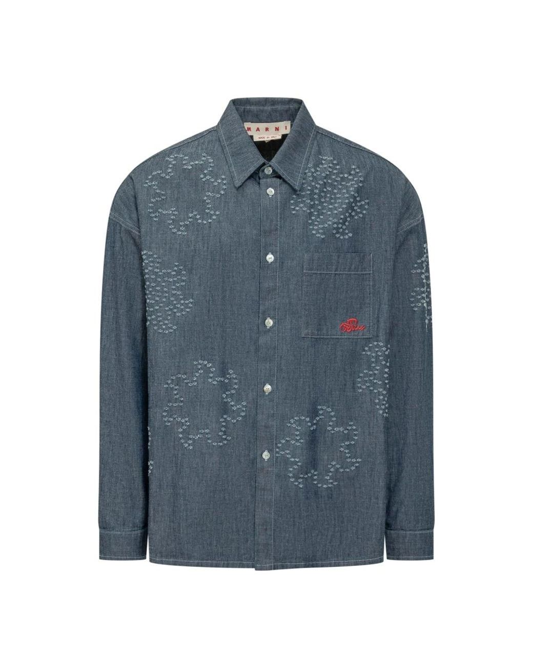Marni Blue Denim Shirts for men