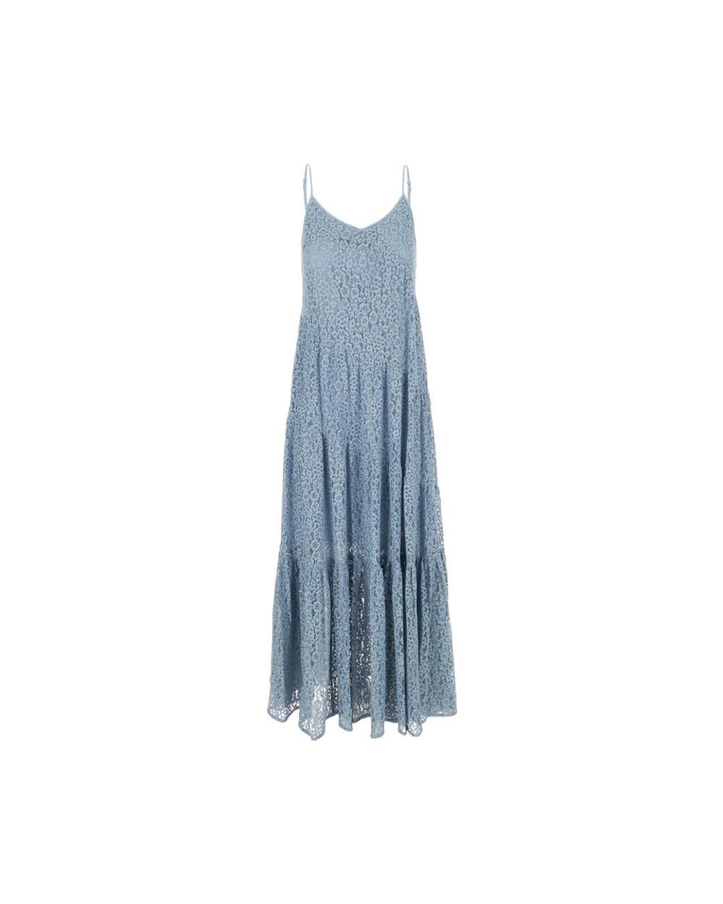 Michael Kors Kleedjes ,Blauw ,Polyester Bloemenkant Getrapte Slipdress in het Blue