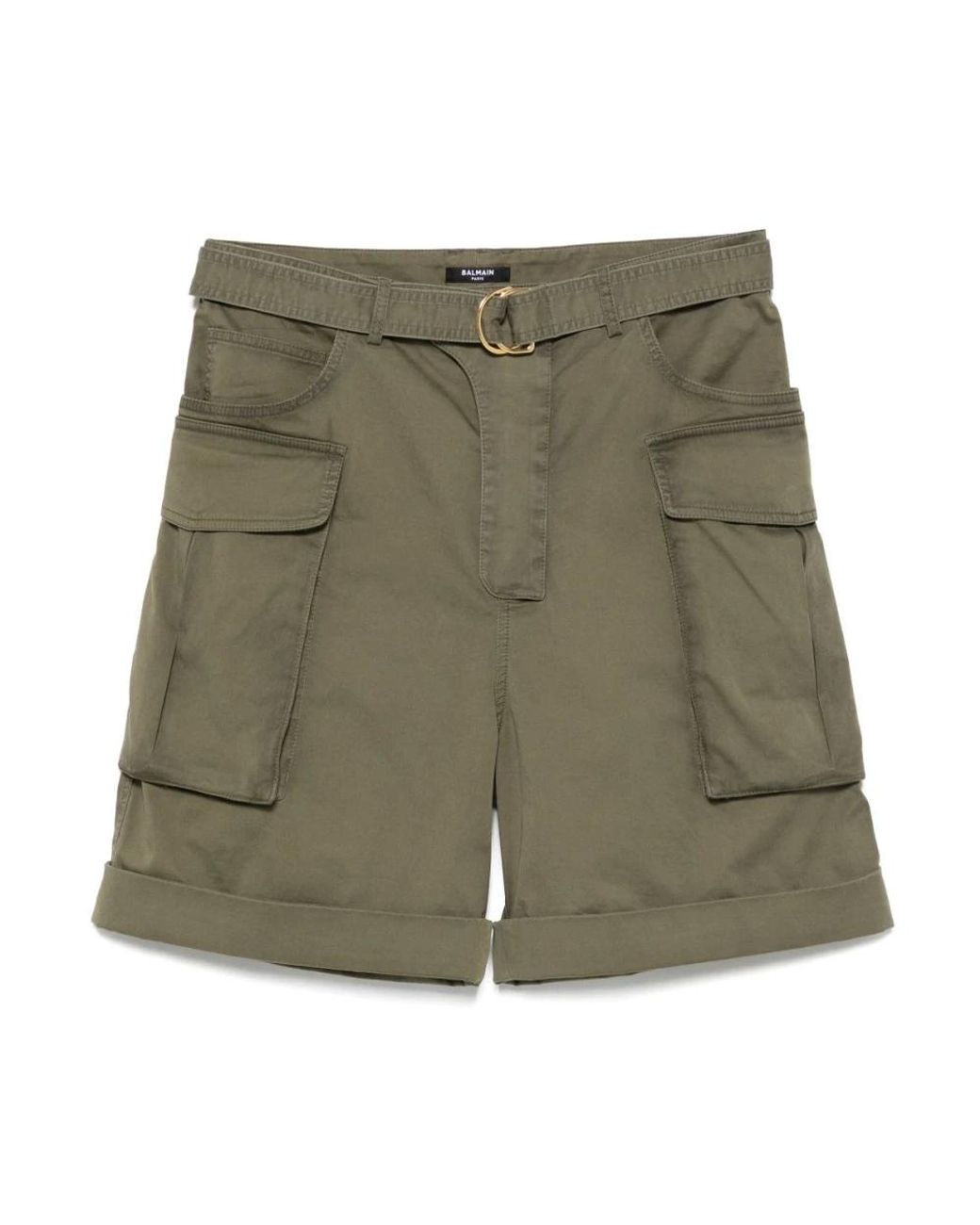 Balmain Korte Broeken ,Groen ,Olijfgroene Short Met Riem in het Green voor heren