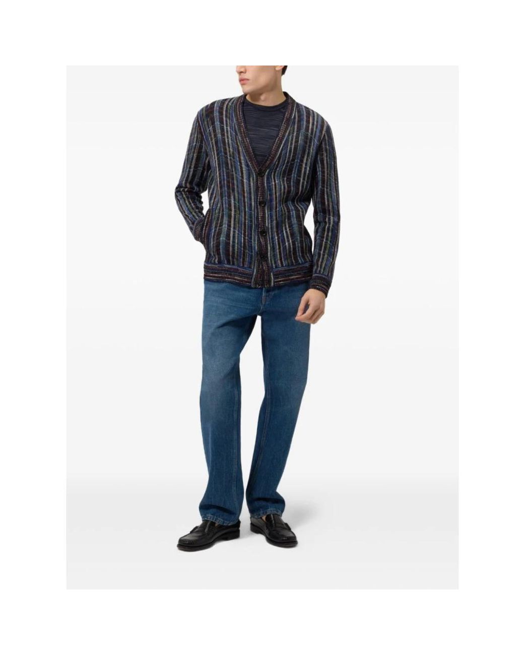 Missoni Blue V-Neck Knitwear for men