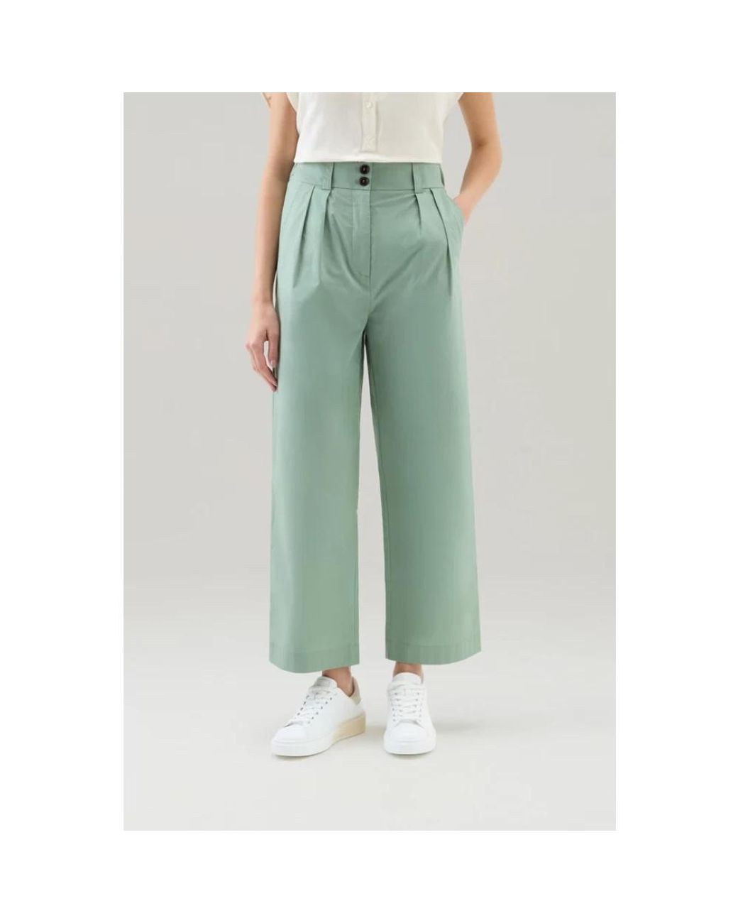 Wide Trousers Woolrich de color Green