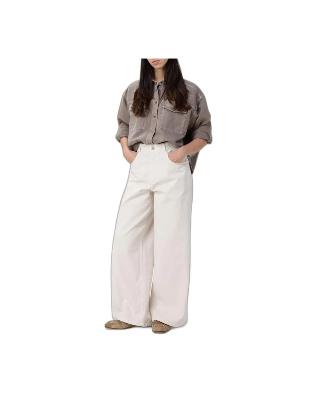 Brunello Cucinelli White Wide Jeans