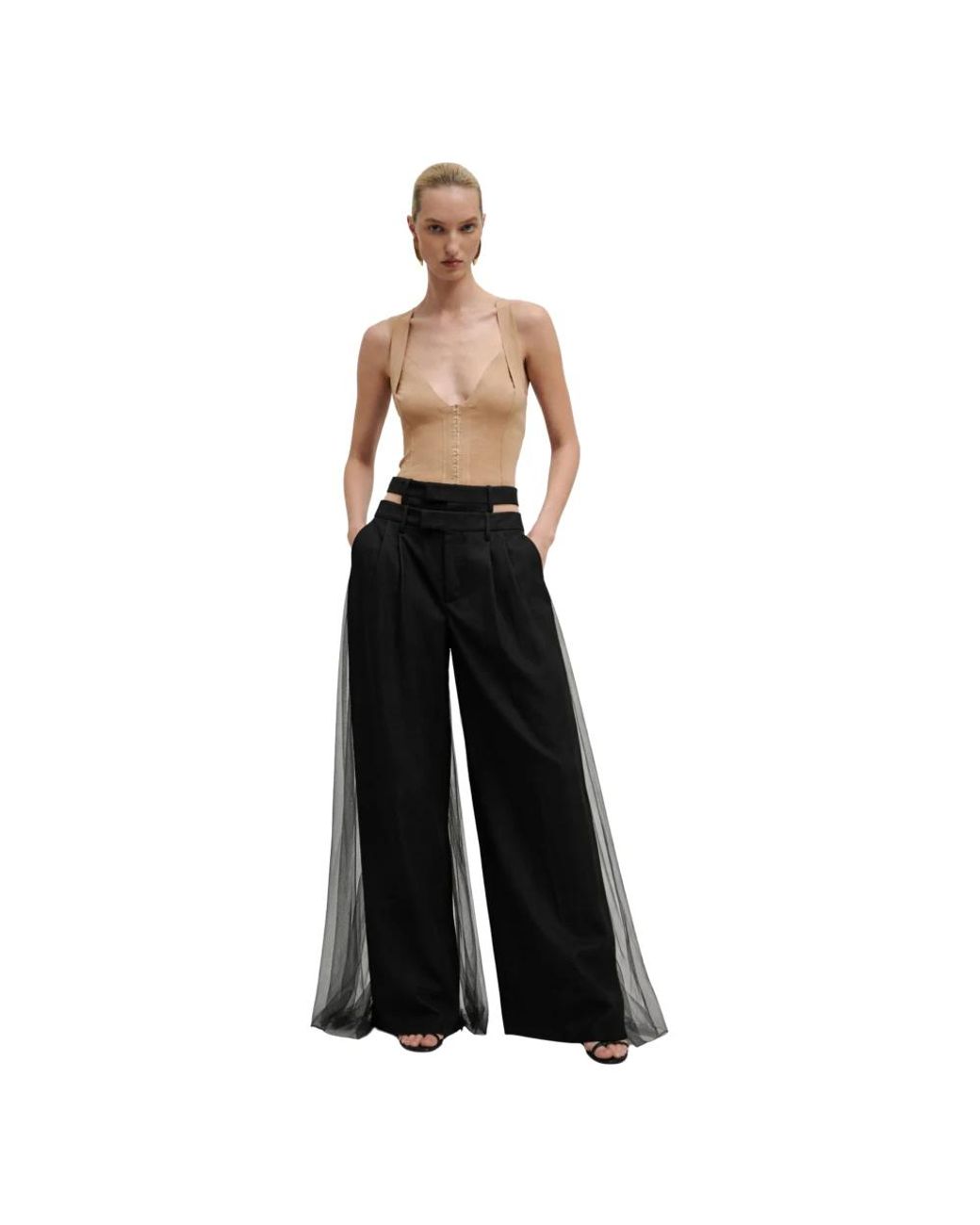 Erika Cavallini Semi Couture Black Wide Trousers
