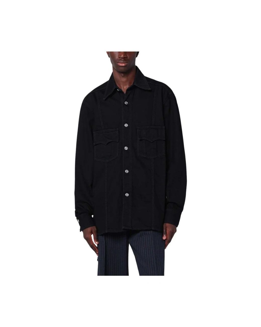 NAMACHEKO Denim Shirt Jacket in het Black voor heren