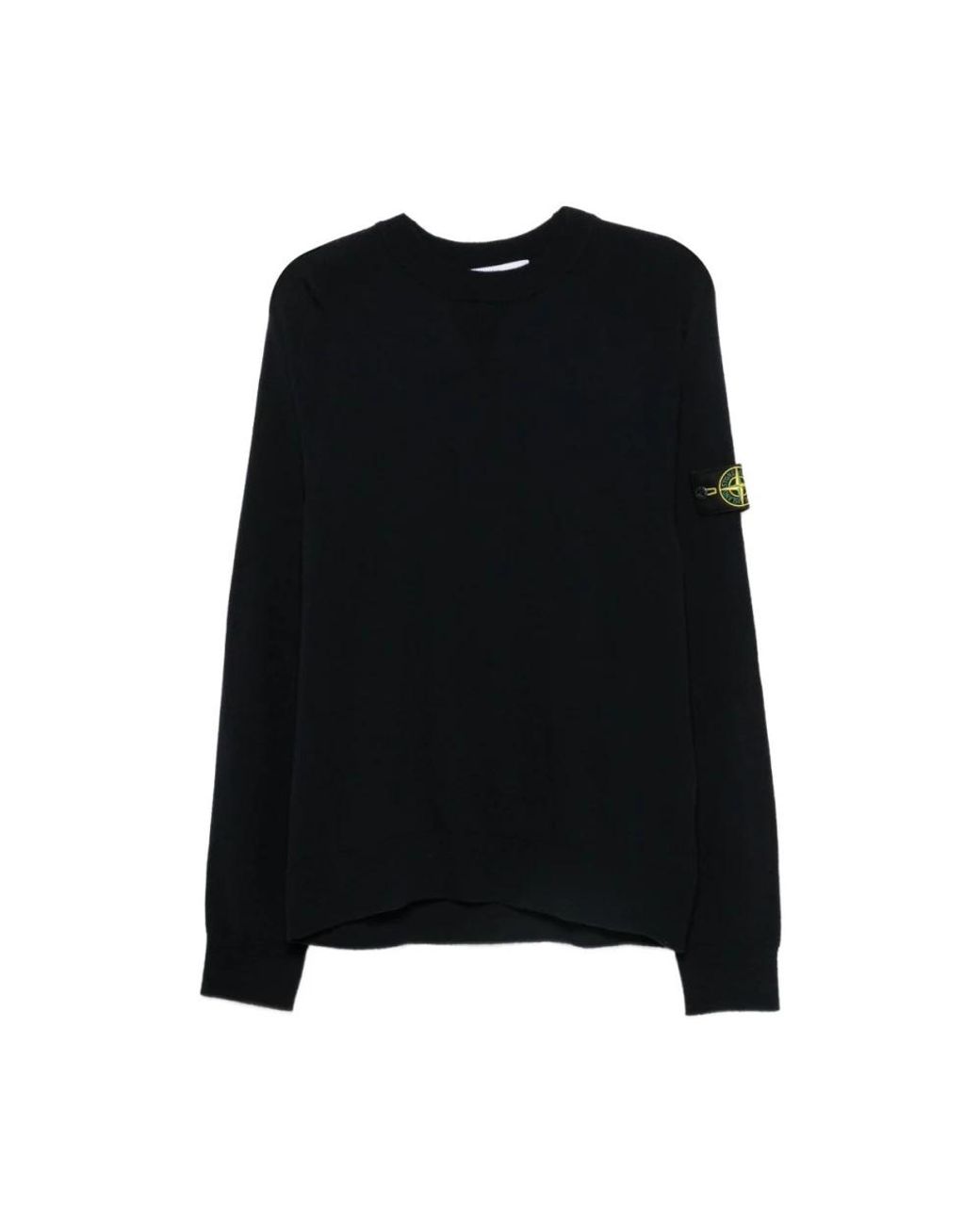 Stone Island Black Round-Neck Knitwear for men