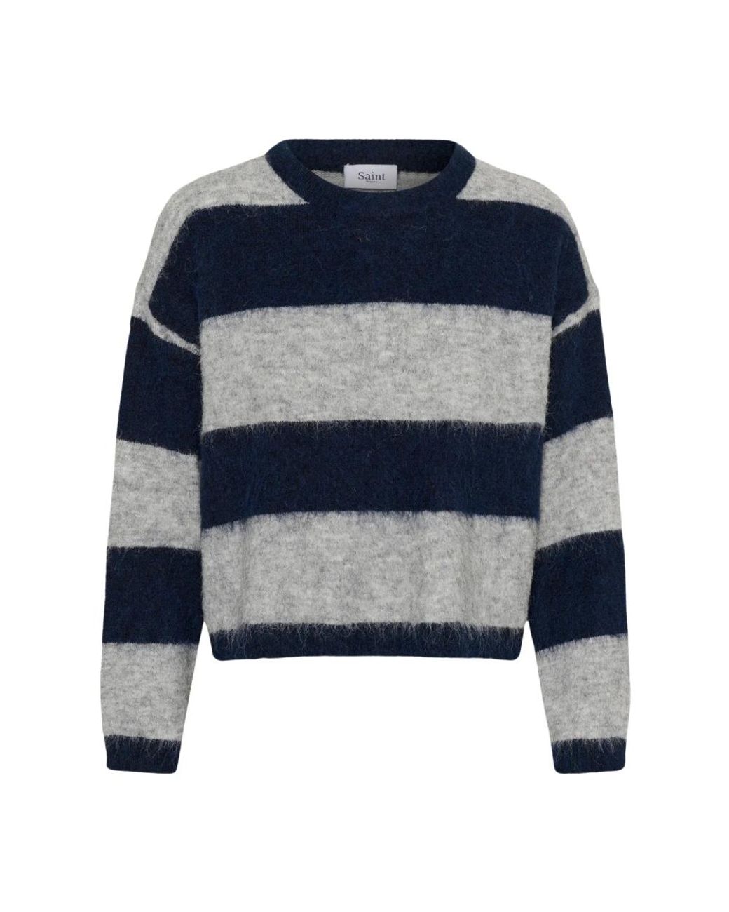Saint Tropez Milasz R-Neck Pullover in het Blue