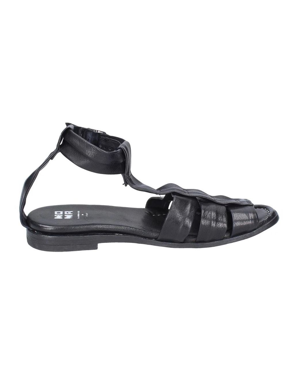 Moma Black Flat Sandals