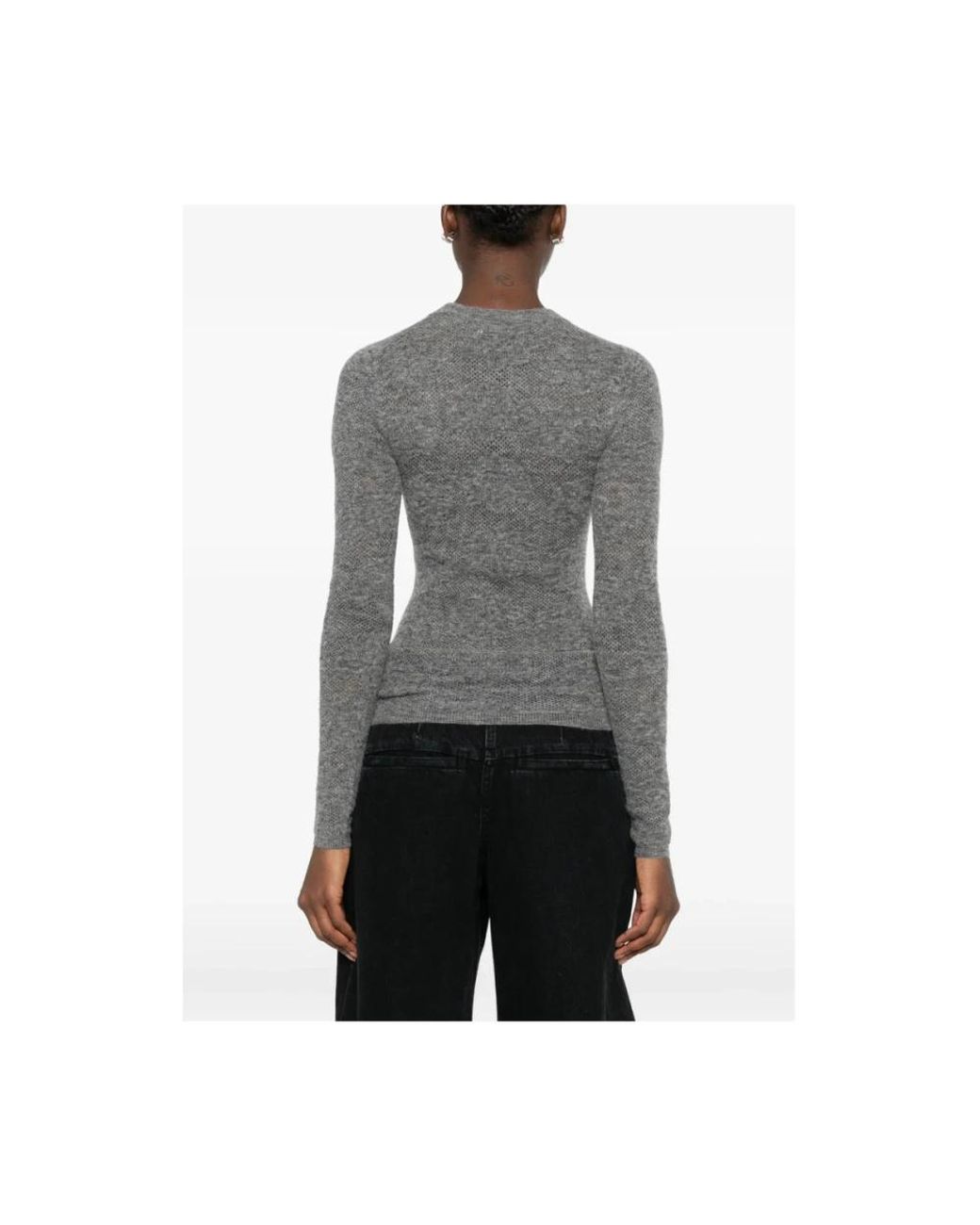 Brunello Cucinelli Gray Crew Neck Sweater Silk-Alpaca Blend