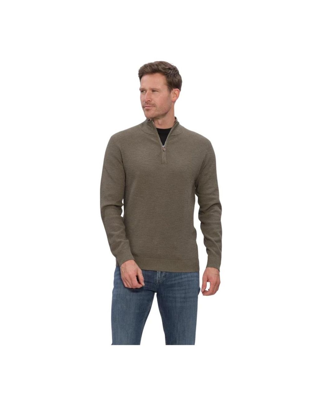 Profuomo Pullover Half Zip Twinkle Slub Structure in het Gray voor heren