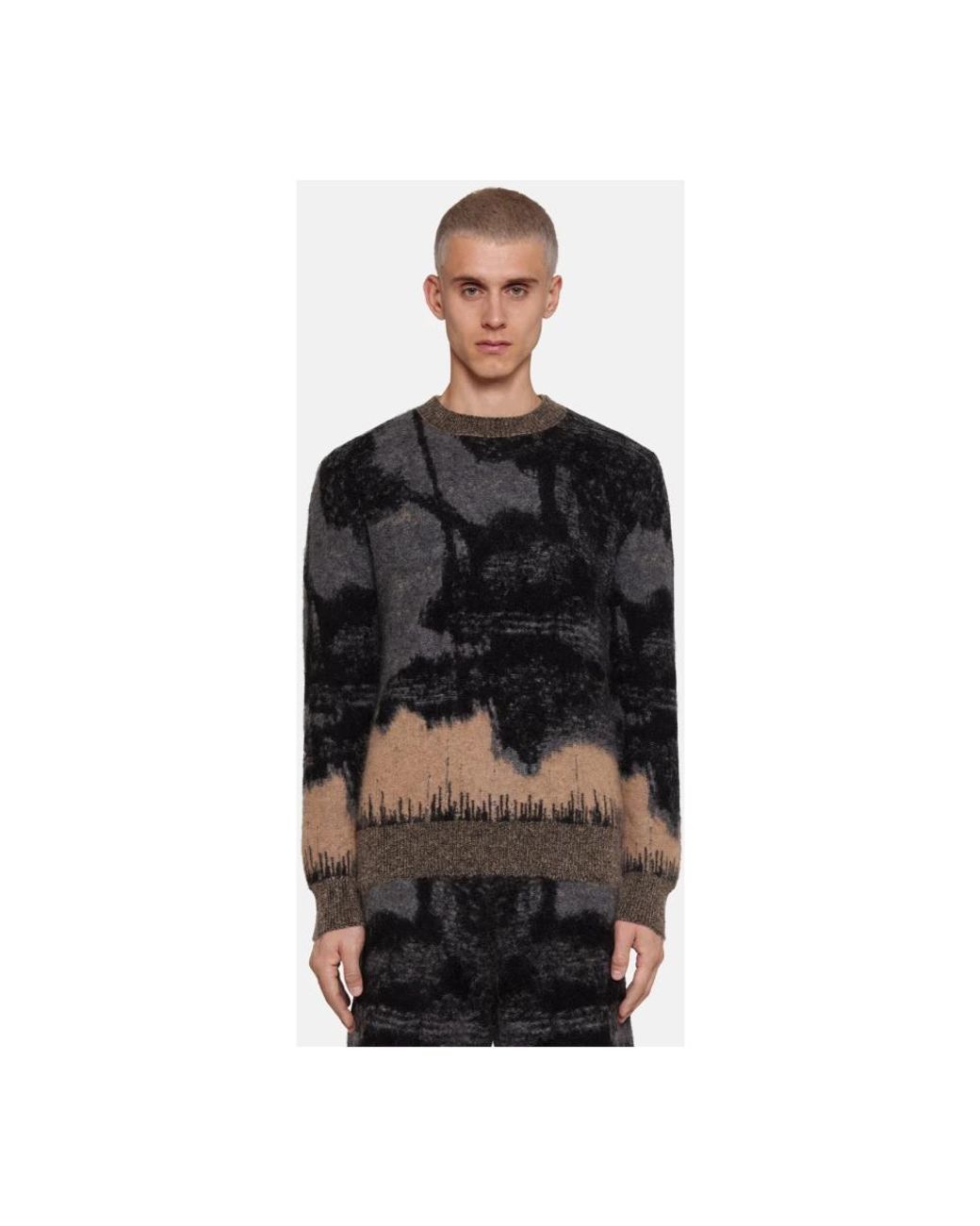 Laneus Black Round-Neck Knitwear for men