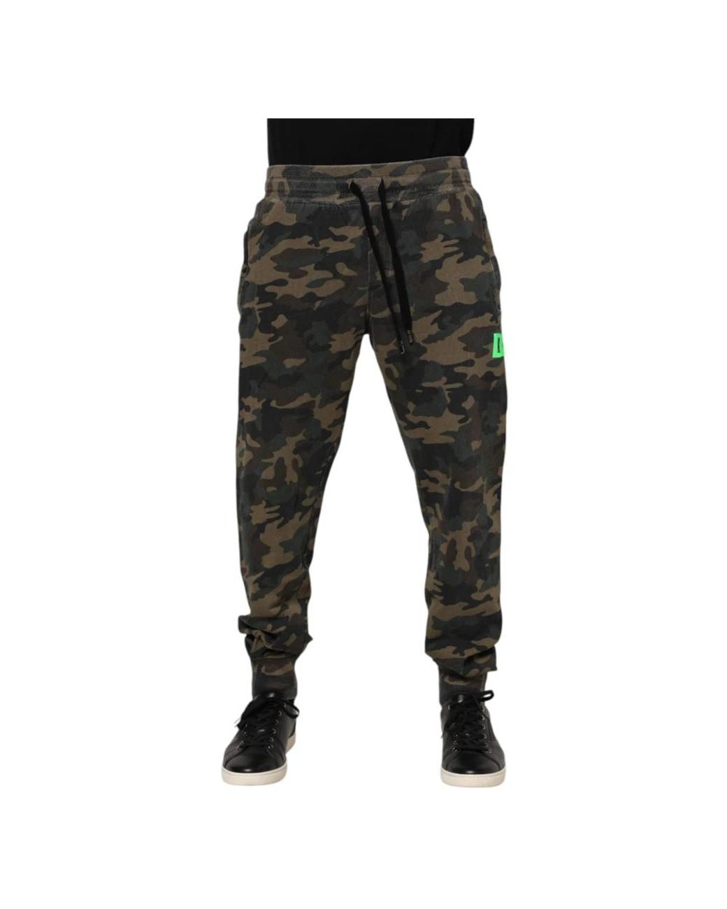 Dolce & Gabbana Broeken ,Veelkleurig ,Katoen Camouflage Katoenen Joggingbroek in het Black voor heren