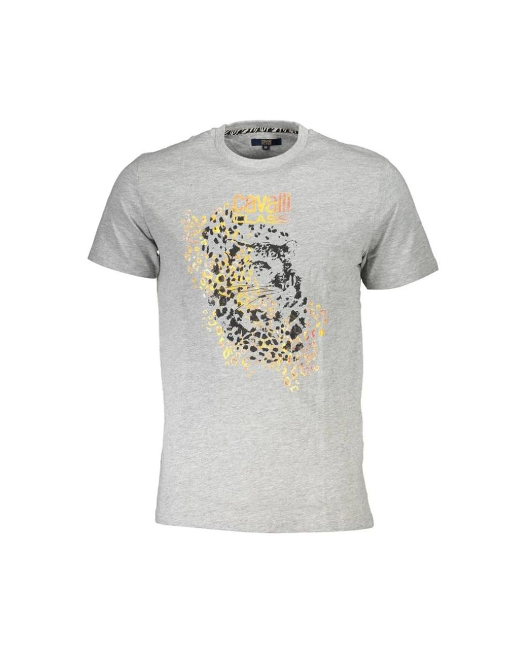 Roberto Cavalli Tops ,Grijs ,Bedrukt Logo T-Shirt Korte Mouw Ronde Hals in het Gray voor heren