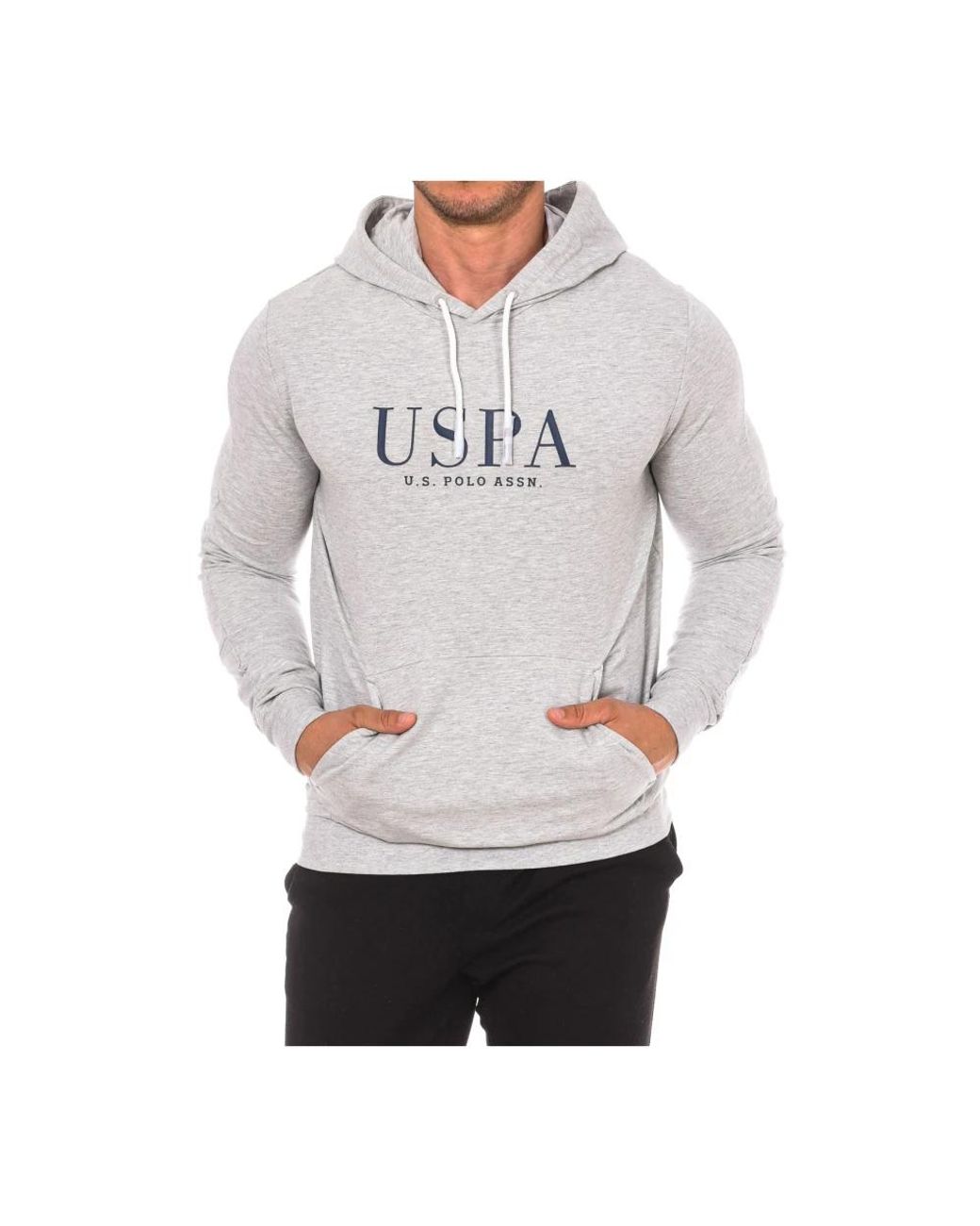 U.S. POLO ASSN. Hoodies & Sweatvesten ,Grijs ,Katoen Hoodie Met Verstelbaar Trekkoord in het Gray voor heren