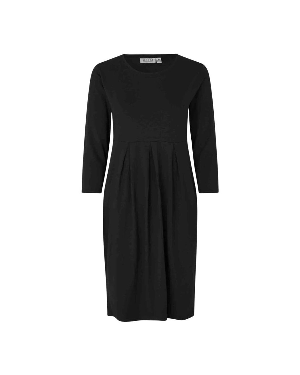 Masai Kleedjes ,Zwart ,Elegante Zwarte Jurk Met 3/4 Mouwen in het Black