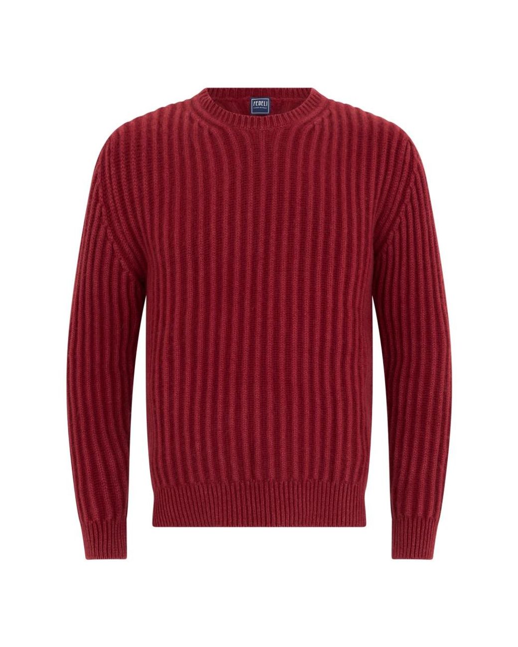 Fedeli Red Round-Neck Knitwear for men