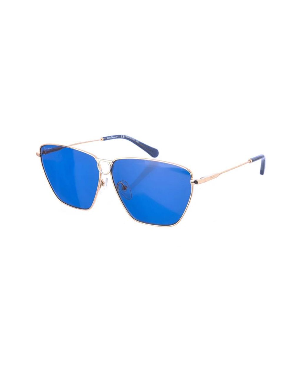 Occhiali da sole rettangolari marroni di Ferragamo in Blue