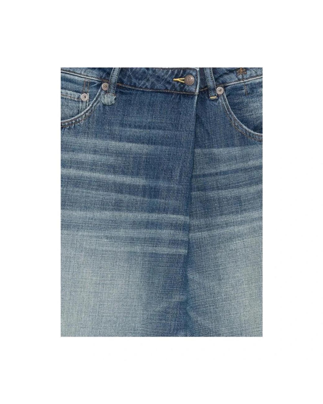 R13 Blue Cotton Wide-Leg Jeans