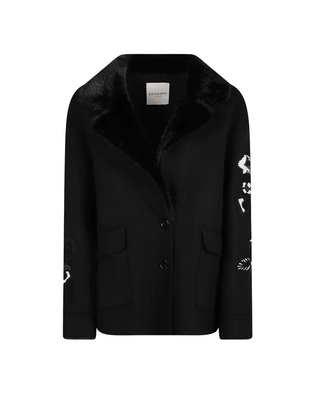 Ermanno Scervino Black Single-Breasted Coats