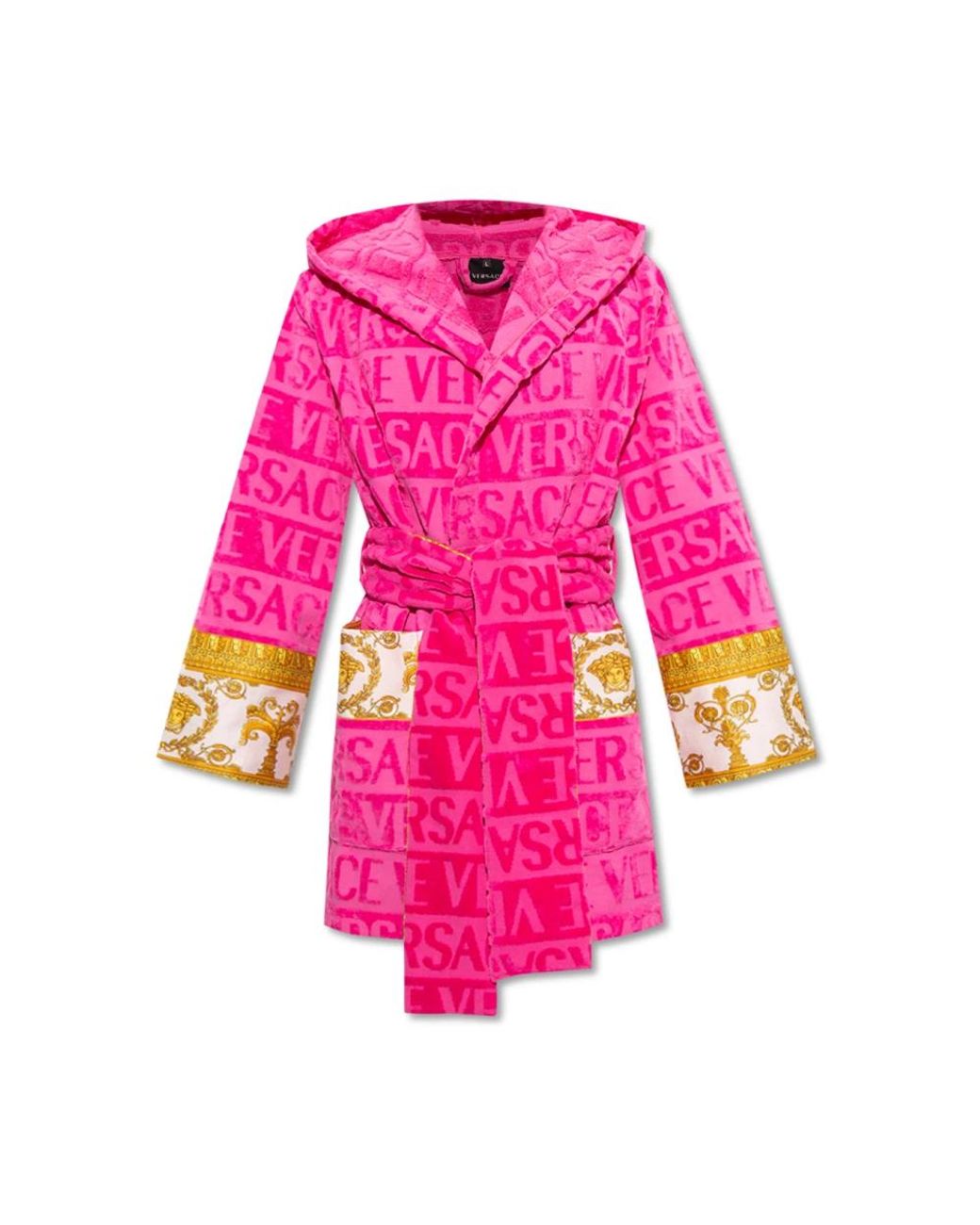 Versace Nachtkleding ,Roze ,Katoen Gestreepte Badjas in het Pink voor heren