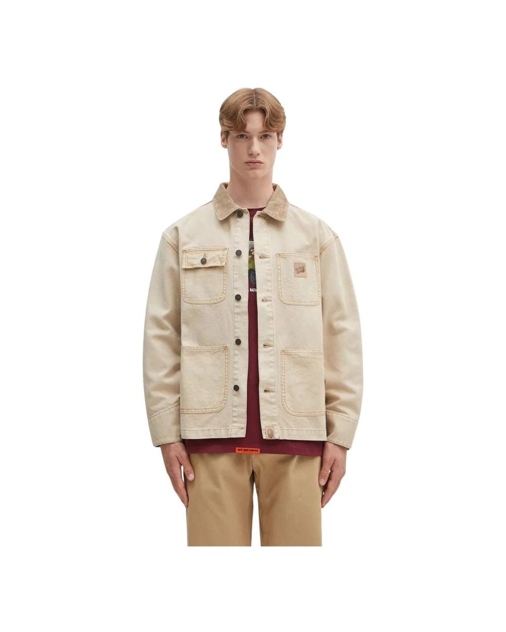 A Bathing Ape Corduroy Collar Jacket in het Natural voor heren