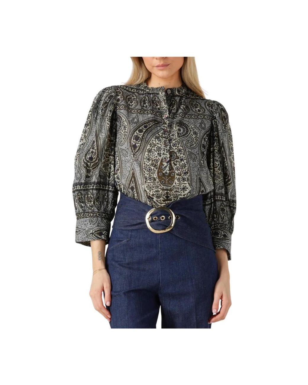 Antik Batik Overhemden ,Zwart Blouses Taya Blouse in het Black