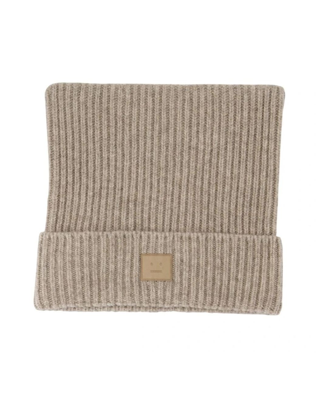 Acne Brown Face Logo Square Beanie