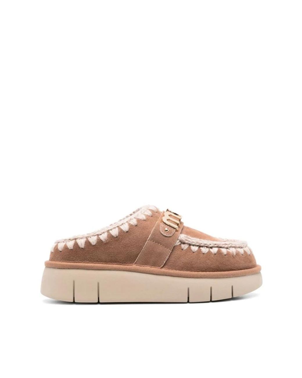 Mou Schoenen ,Bruin ,Wol Bounce Clog Metal Logo in het Brown