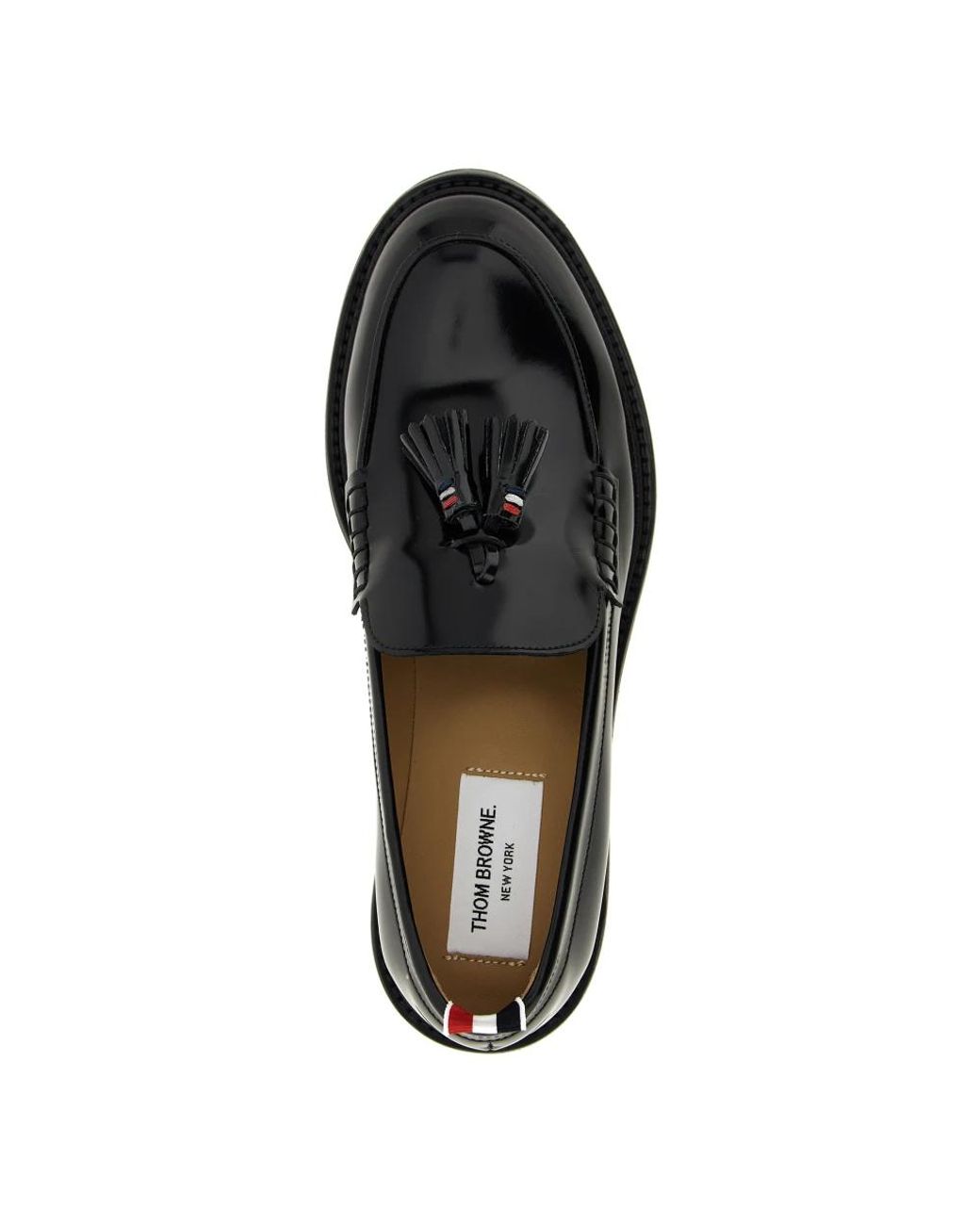 Thom Browne Black Polierte Kalbsleder-Loafer Mit Quaste