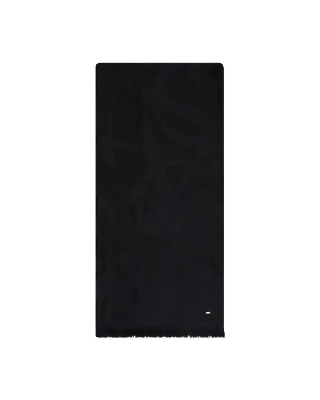 Saint Laurent Black Luxurious Wool Scarf With Fringed Trims