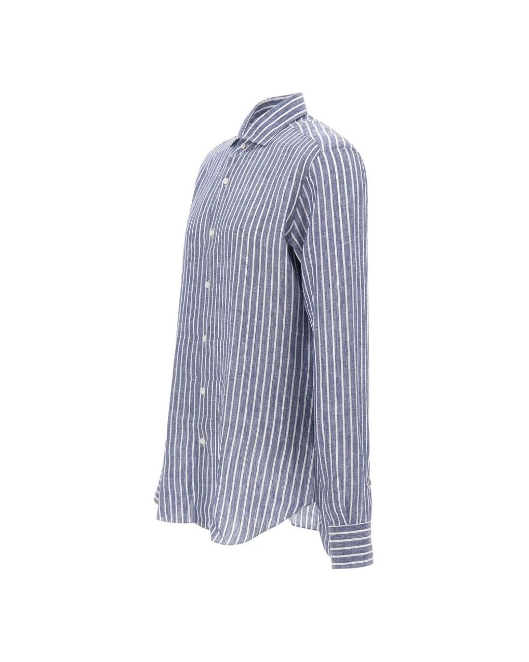 Barba Napoli Blue Casual Shirts for men