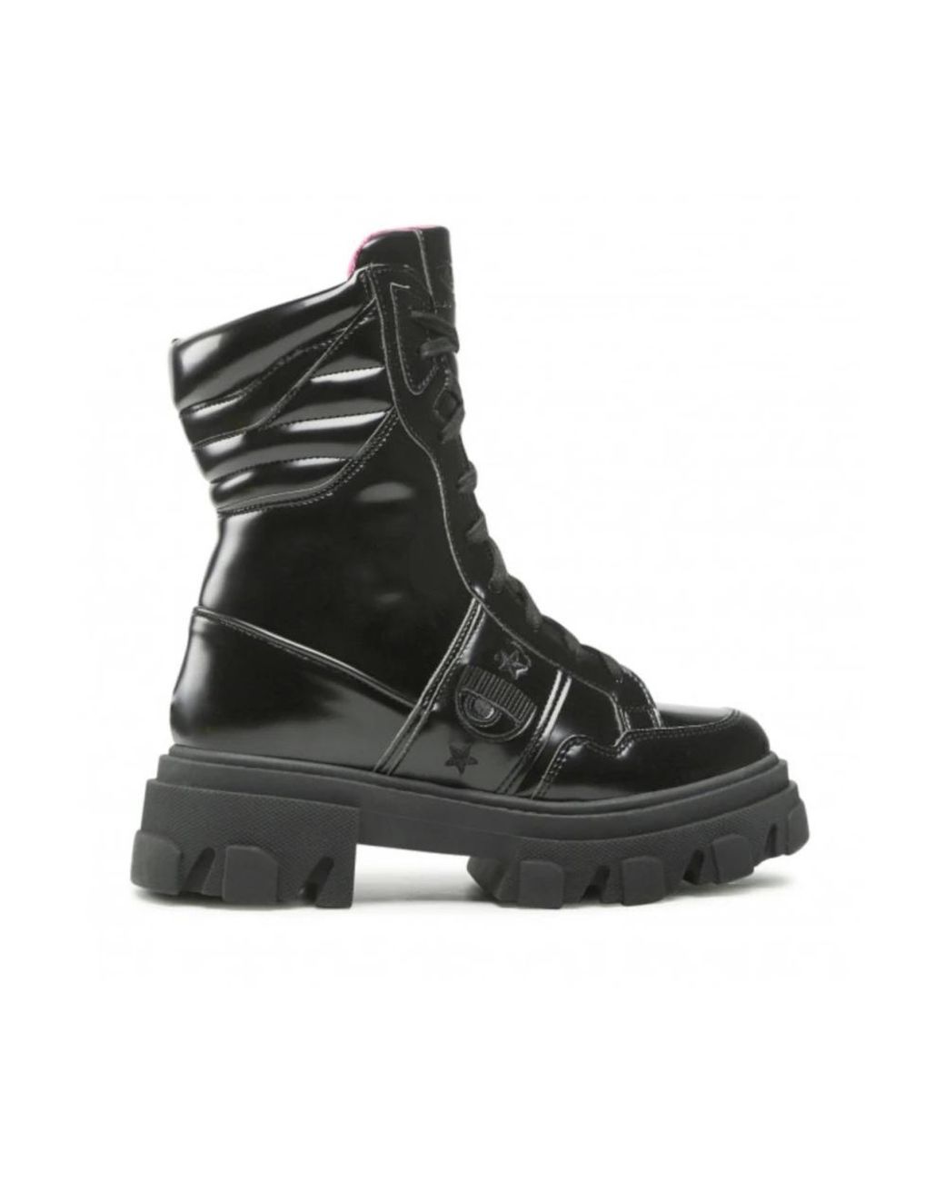 Chiara Ferragni Black Lace-Up Boots