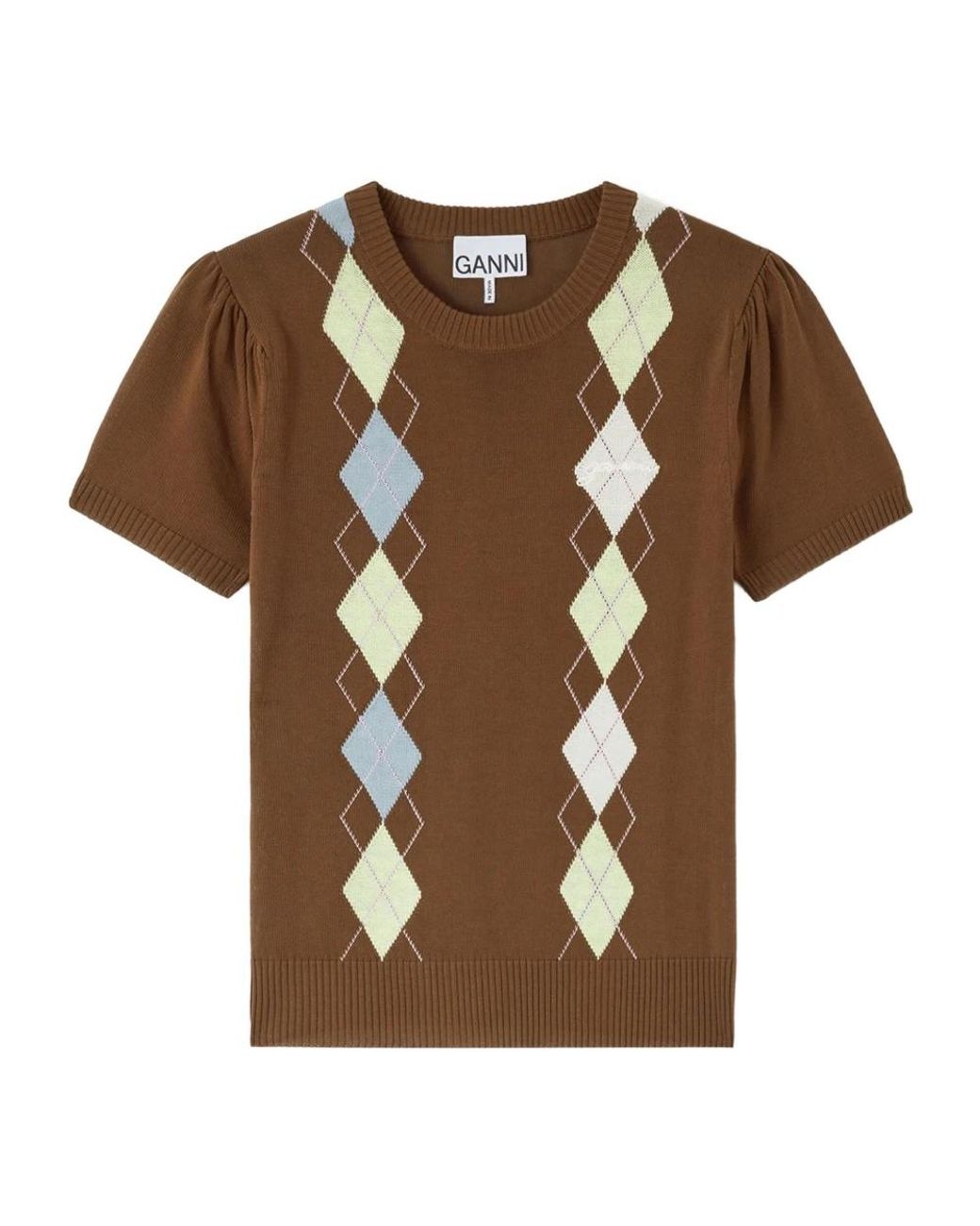 Ganni Brown Round-Neck Knitwear