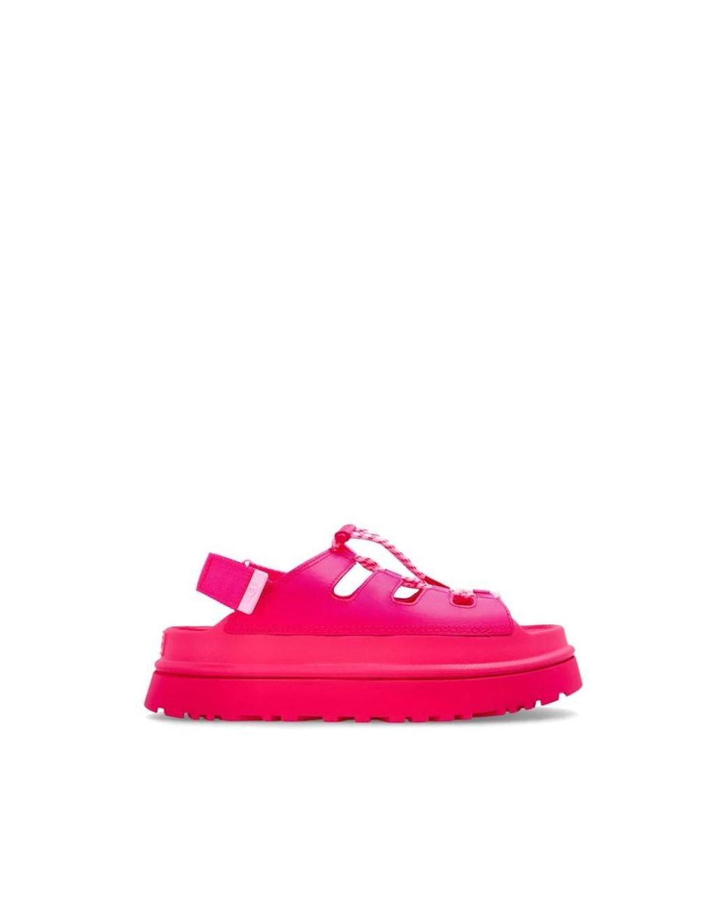 Ugg Pink Mini Pu-Jacketed Sandals With Eco-Friendly Toe Cap And Velcro Closure