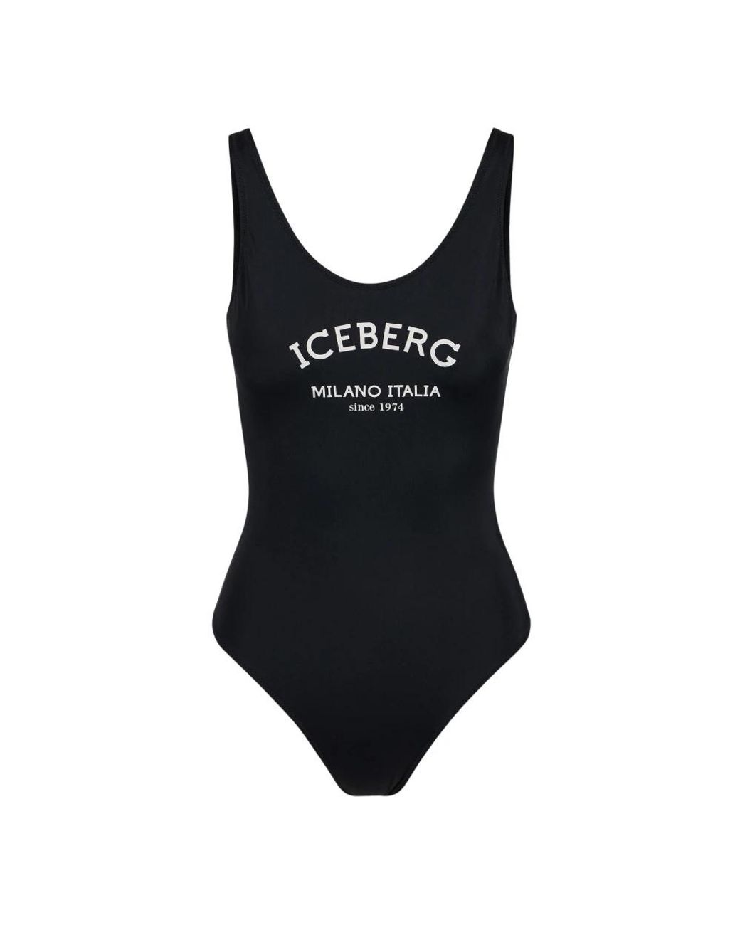 Iceberg Badmode ,Zwart ,Zwarte Olympische-Stijl Badpak Met Logo in het Black